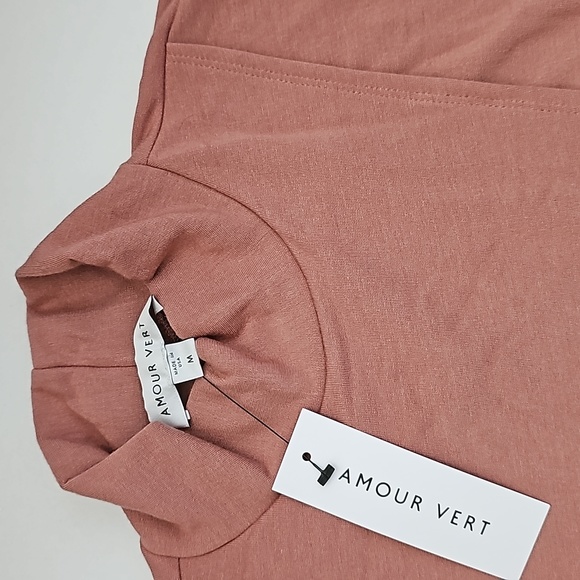 Amour Vert organic cotton Alba Luxe Fleece Turtleneck tunic sz M made in USA - Picture 2 of 3